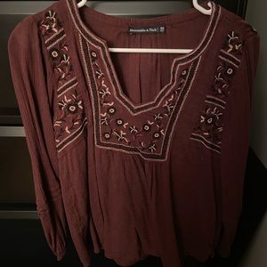 Maroon embroidered top